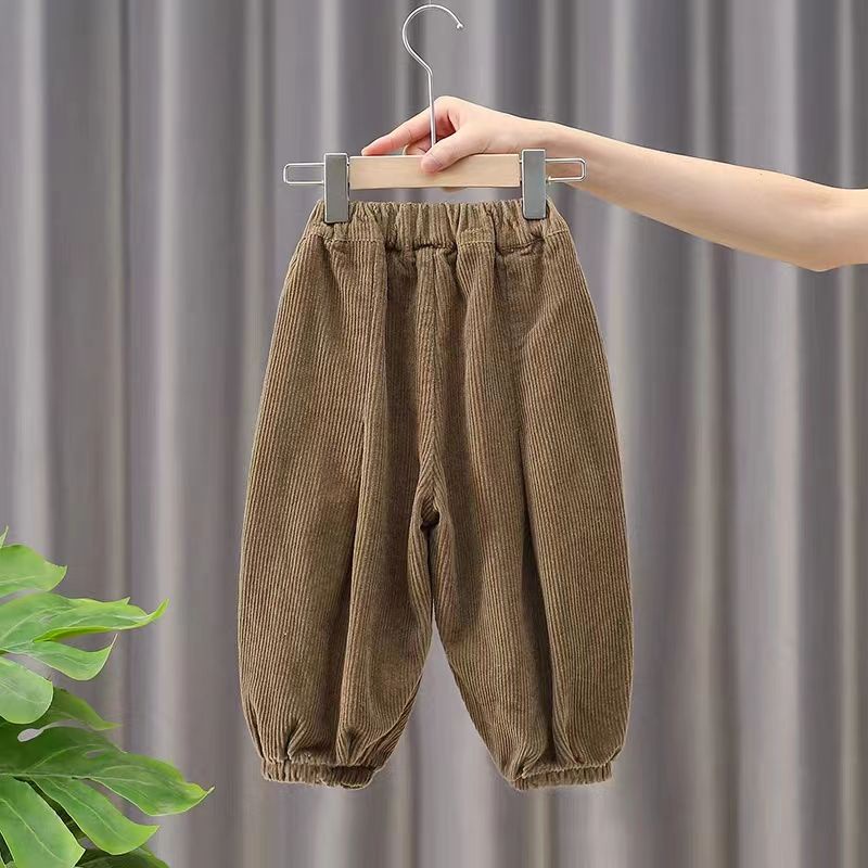 Quần harem Vải Nhung Nhuộm Màu Dáng Rộng Phong Cách Hàn Quốc Thời Trang Xuân Thu Cho Bé Trai Và Bé Gái