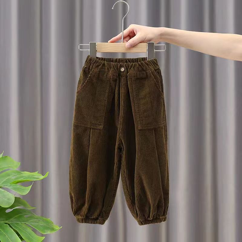 Quần harem Vải Nhung Nhuộm Màu Dáng Rộng Phong Cách Hàn Quốc Thời Trang Xuân Thu Cho Bé Trai Và Bé Gái