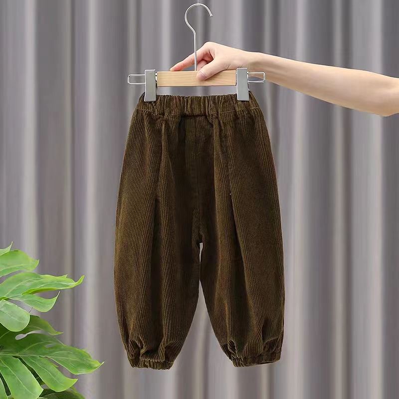 Quần harem Vải Nhung Nhuộm Màu Dáng Rộng Phong Cách Hàn Quốc Thời Trang Xuân Thu Cho Bé Trai Và Bé Gái