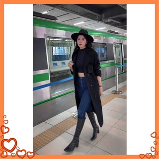 Măng tô dạ xù hàn biane overcoat dáng dài kèm đai