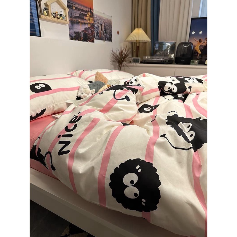 Bộ Chăn Ga Và Vỏ Gối Họa Tiết kuromi Dễ Thương Cho Giường Ký Túc Xá