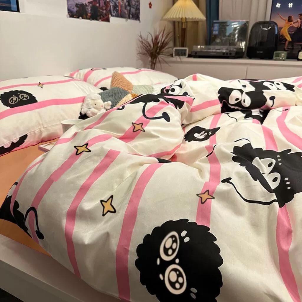 Bộ Chăn Ga Và Vỏ Gối Họa Tiết kuromi Dễ Thương Cho Giường Ký Túc Xá