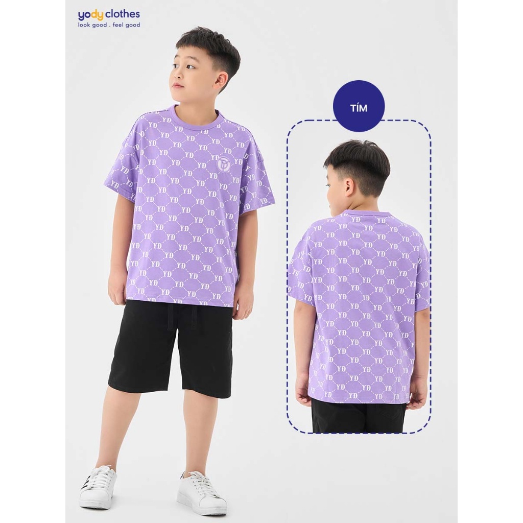 Áo thun trẻ em YODY T-shirt Kid in tràn Monogram bột ngô TSK6250