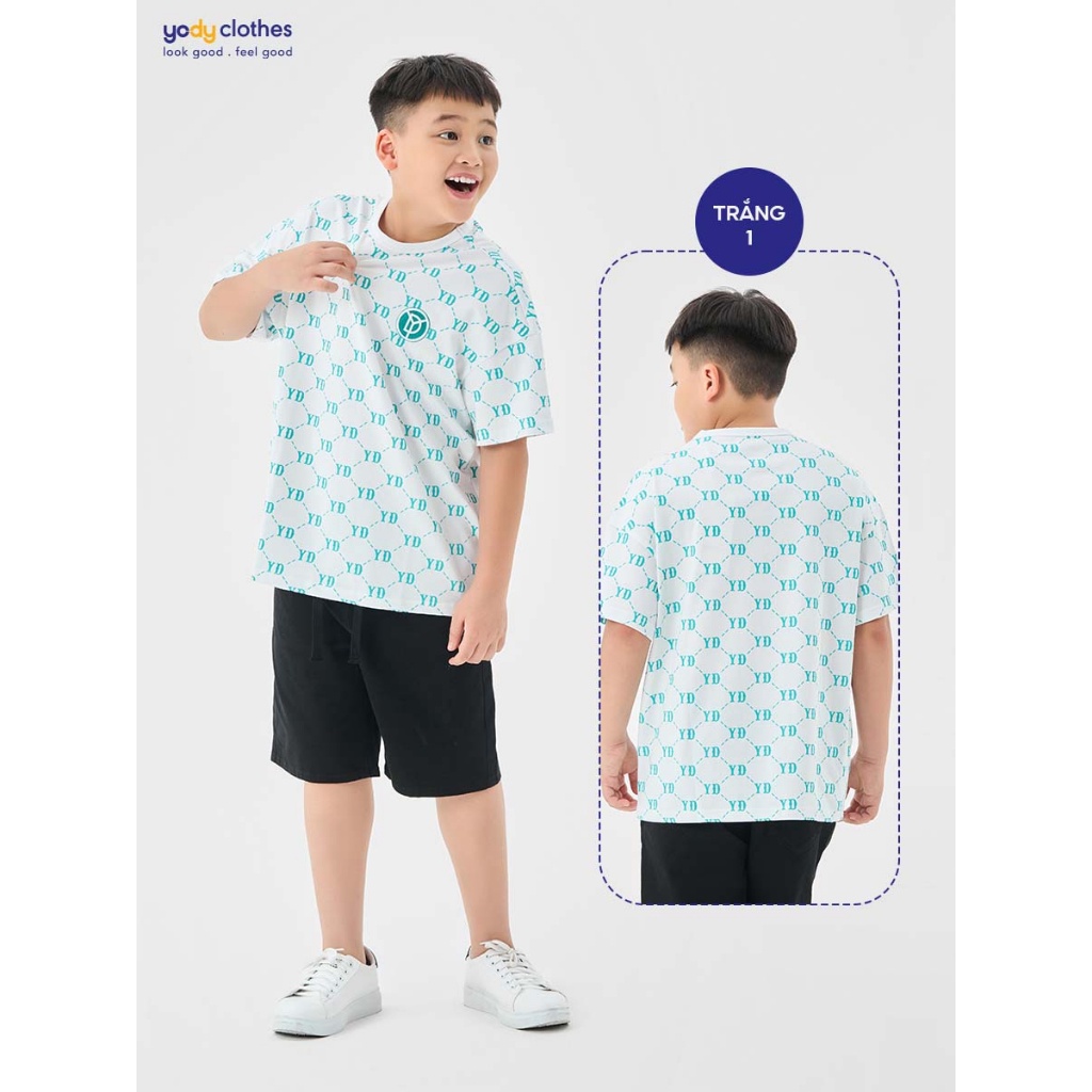 Áo thun trẻ em YODY T-shirt Kid in tràn Monogram bột ngô TSK6250