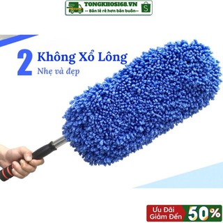 Chổi rửa xe ô tô sợi dầu LOẠI DẸT - Cán có thể kéo dài, Chổi Chuyên Dụng Cho dân Rửa Xe - Kho Sỉ CK 668
