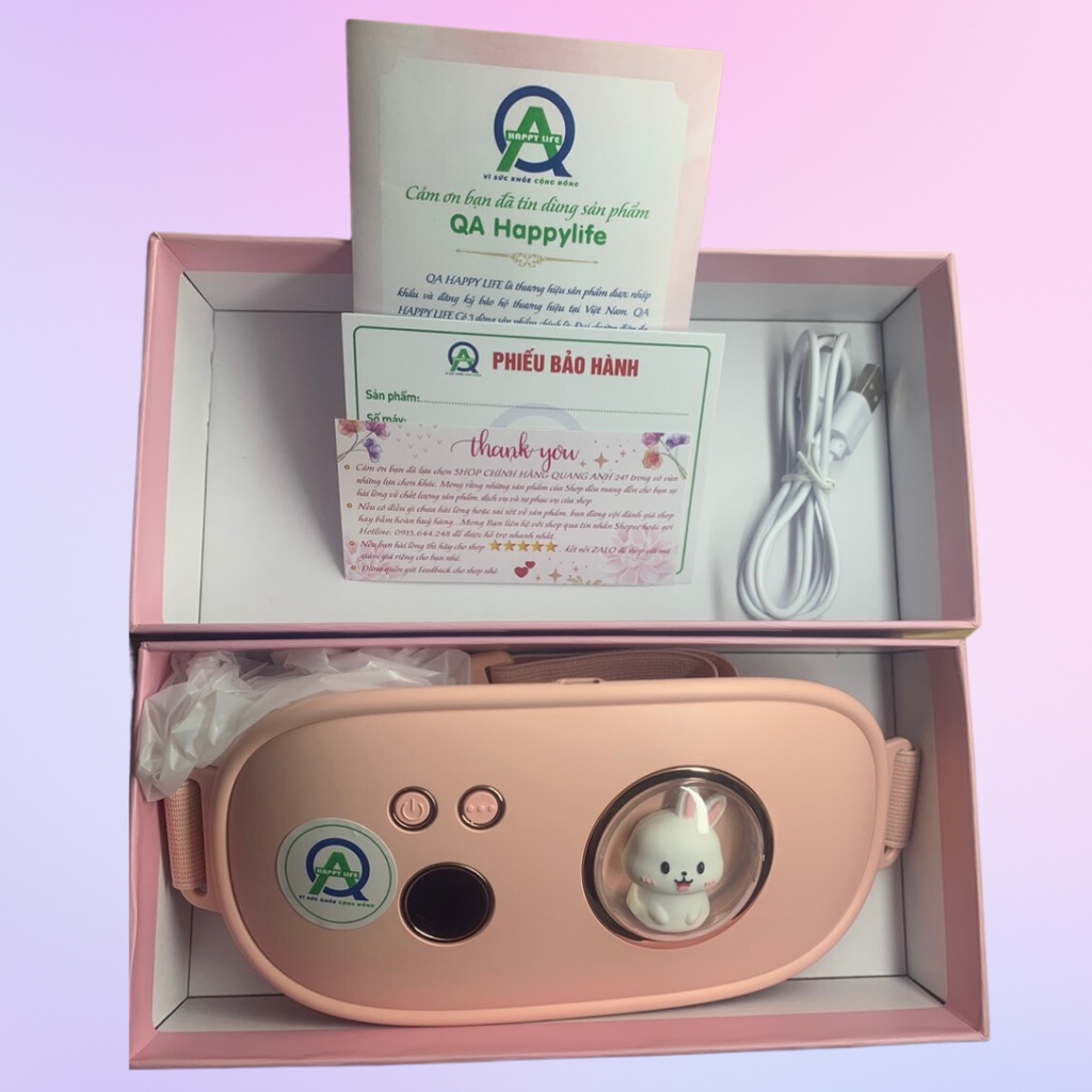 Đai Chườm Bụng kinh QA Happylife,Máy Chườm ấm massage đa năng, Đai Mát Xa Giảm Mỡ Và Rung, Lưu Thông Khí Huyết, Giảm Đau
