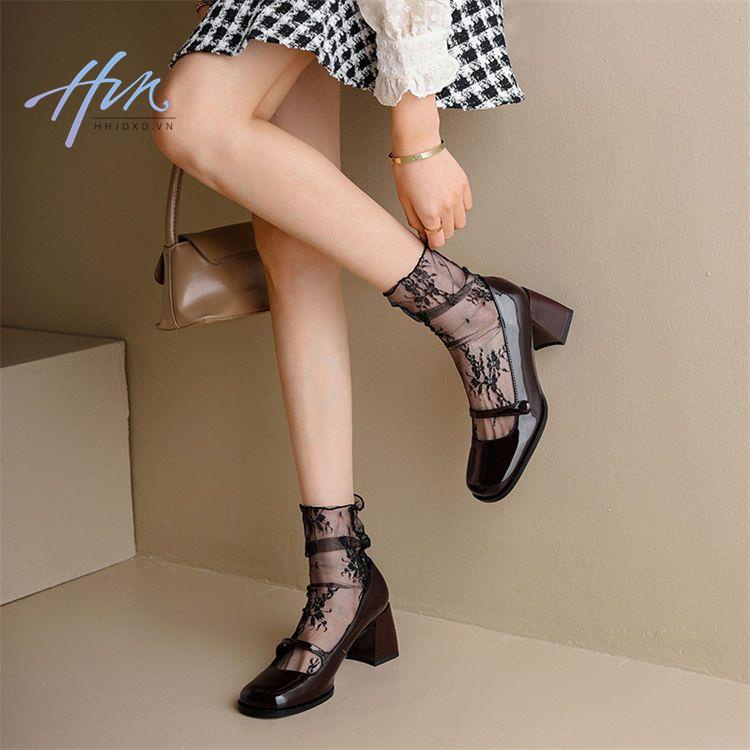 Giày Cao Gót mary jane Bằng Da Bóng Màu Kẹo Socola Phong Cách retro Pháp Thời Trang Mùa Xuân 2023 Cho Nữ