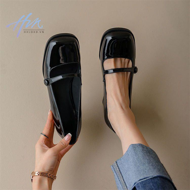 Giày Cao Gót mary jane Bằng Da Bóng Màu Kẹo Socola Phong Cách retro Pháp Thời Trang Mùa Xuân 2023 Cho Nữ