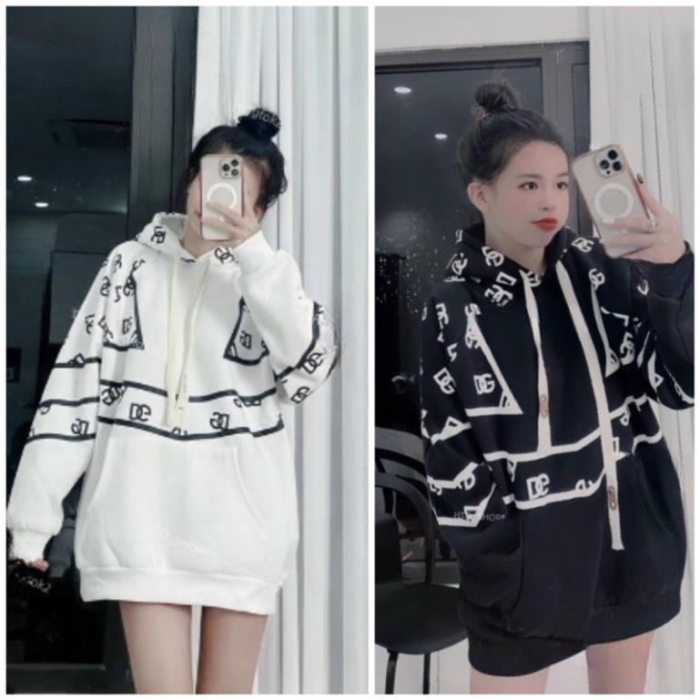 Áo Khoác Hoodiel In Hoạ Tiết DC Form Rộng Tay Phồng Hot Trend