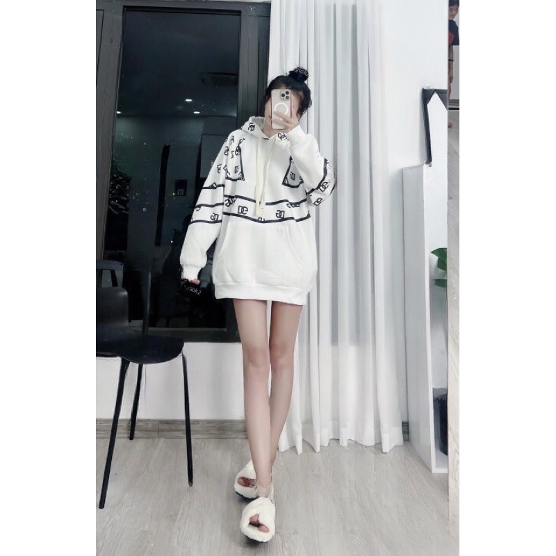 Áo Khoác Hoodiel In Hoạ Tiết DC Form Rộng Tay Phồng Hot Trend