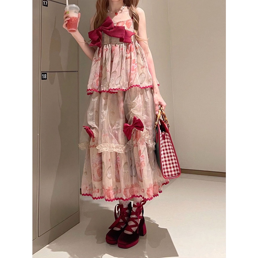 Đầm lolita Hai Dây In Họa Tiết Ngọt Ngào Thời Trang Mùa Hè 2023 Cho Nữ❤10.21❤