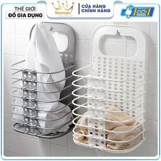 Sọt đựng quần áo xếp gọn treo tường - giỏ đựng đồ, quấn áo treo tường gấp gọn thông minh