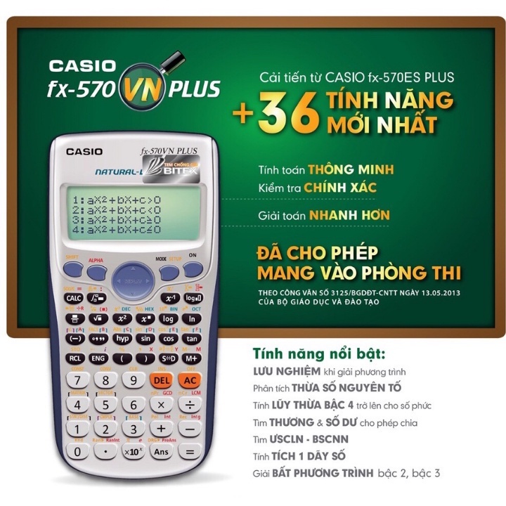 Máy Tính CASIO Fx 570ES Plus Máy Tính Học Sinh Giá Rẻ Được Mang Vào Phòng Thi - Hàng Thái Bảo Hành 24 Tháng