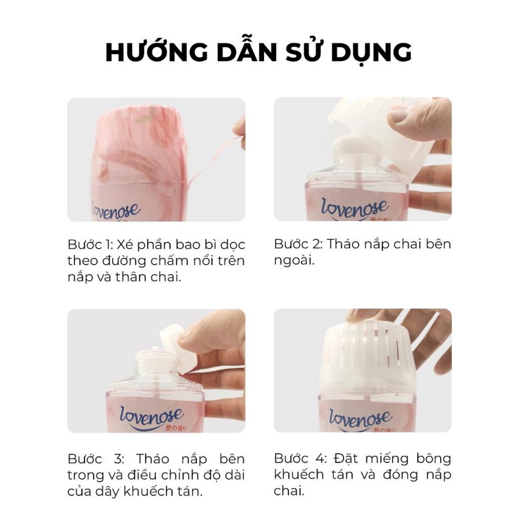 Lọ tỏa hương thơm phòng khử mùi hôi Lovenose dung tích 250 ml, lọ nước thơm phòng mùi hoa quả tự nhiên thơm lâu 70 ngày