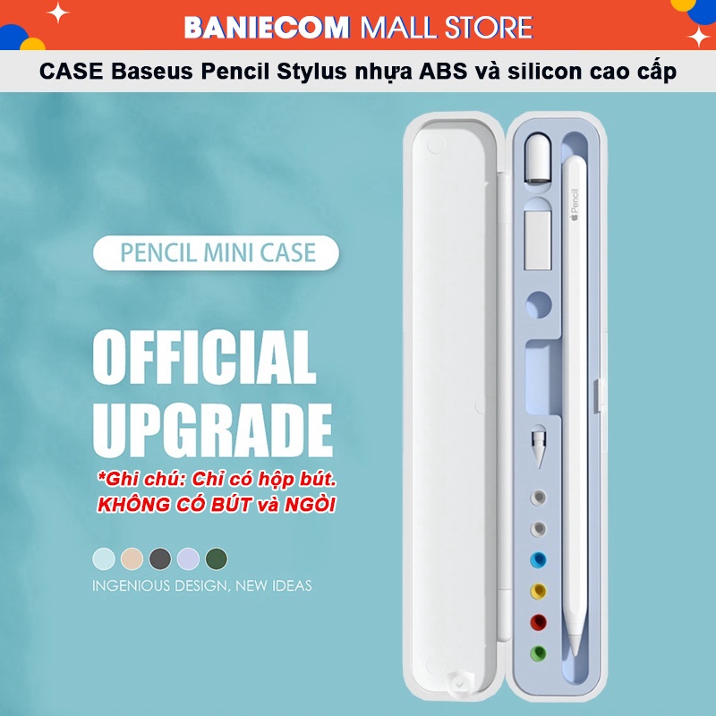 HỘP ĐỰNG Bút Cảm Ứng Ipad Pro Mini 3,4,5 Air 3,4 Gen 6,7,8,9,10 Nhựa ABS chống bám vân silicon chống va đập - BANIECOM