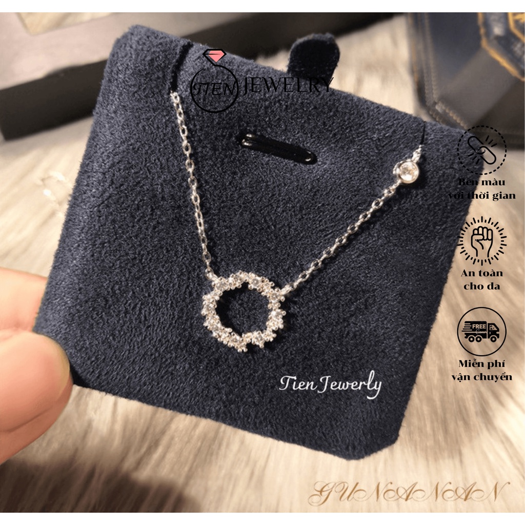Dây chuyền bạc nữ 925 đính đá phong cách Hàn Quốc, vòng cổ bạc huyền thoại biển xanh - Tien Jewelry