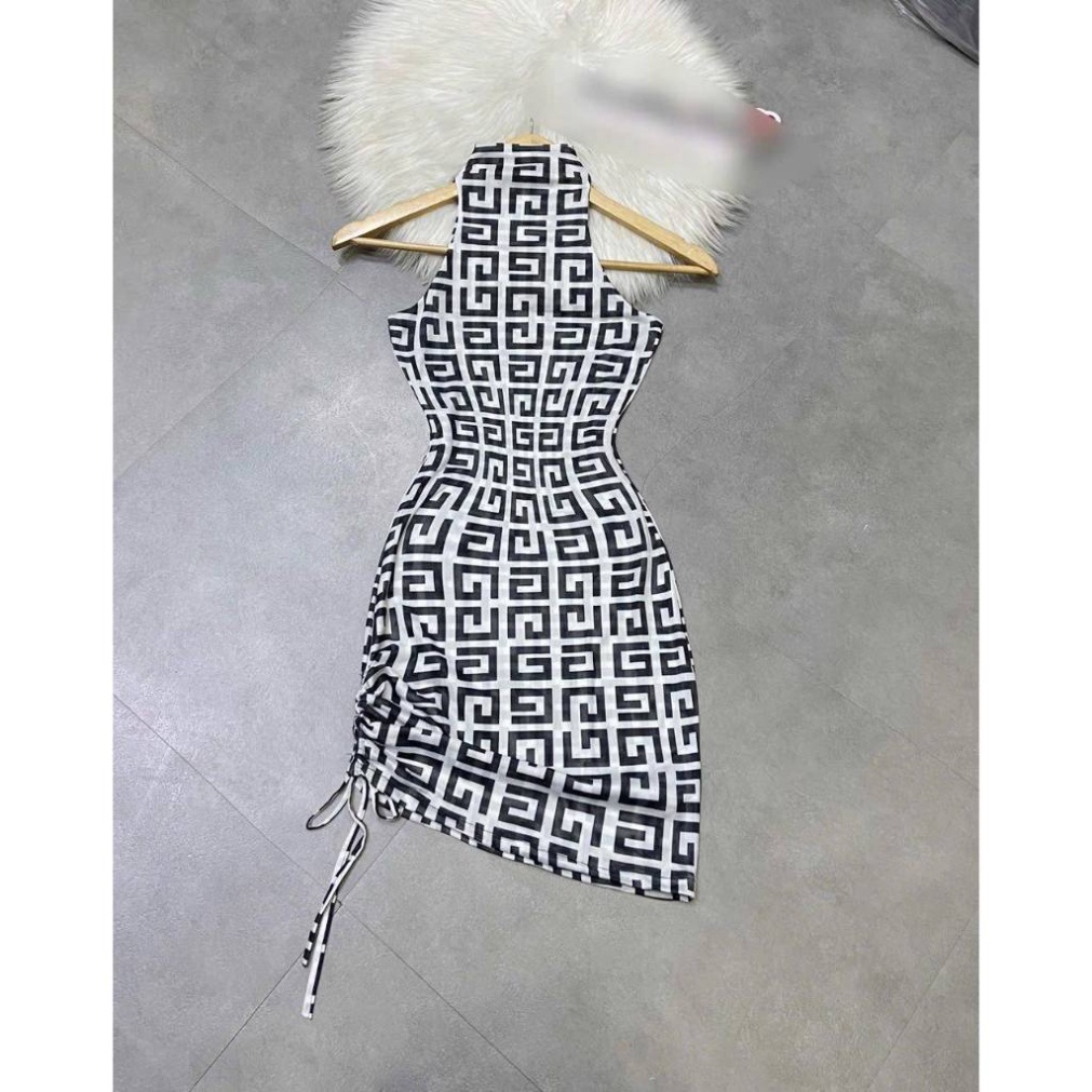 Đầm Body Cổ Yếm Họa Tiết Cá Tính Dây Rút Sexy CC5329 GAR HỎA TỐC