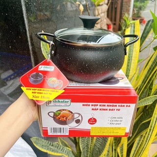 Nồi Vân Đá chống dính đáy từ nắp kính