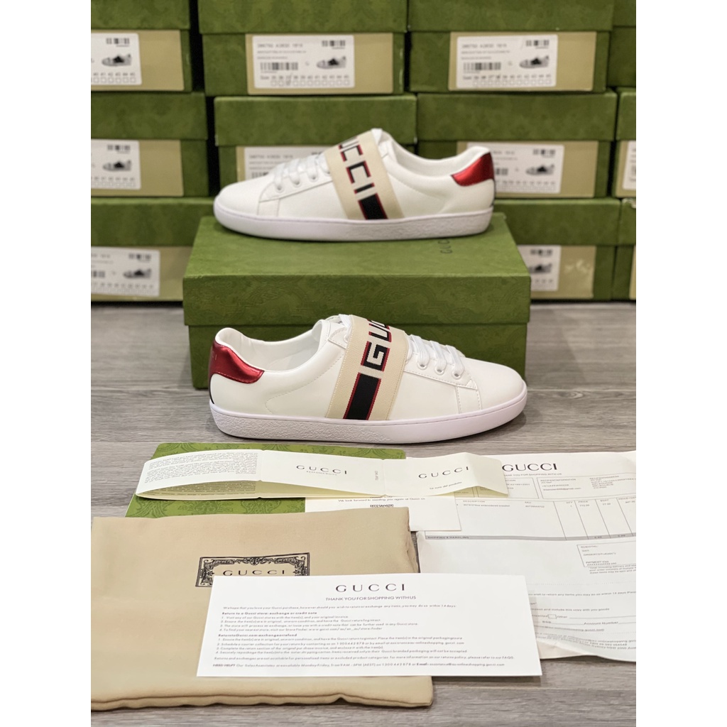 Giày Gucci Đai Ngang, Sneaker Thể Thao nam nữ GC Chun Ngang Bản Trung Hàng Cao Cấp Full Phụ kiện