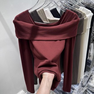 Áo Thun Tay Dài Cổ Tròn Hở Vai Dáng Ôm Thời Trang Dành Cho Nữ