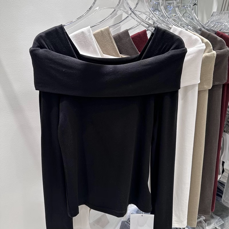 Áo Thun Tay Dài Cổ Tròn Hở Vai Dáng Ôm Thời Trang Dành Cho Nữ