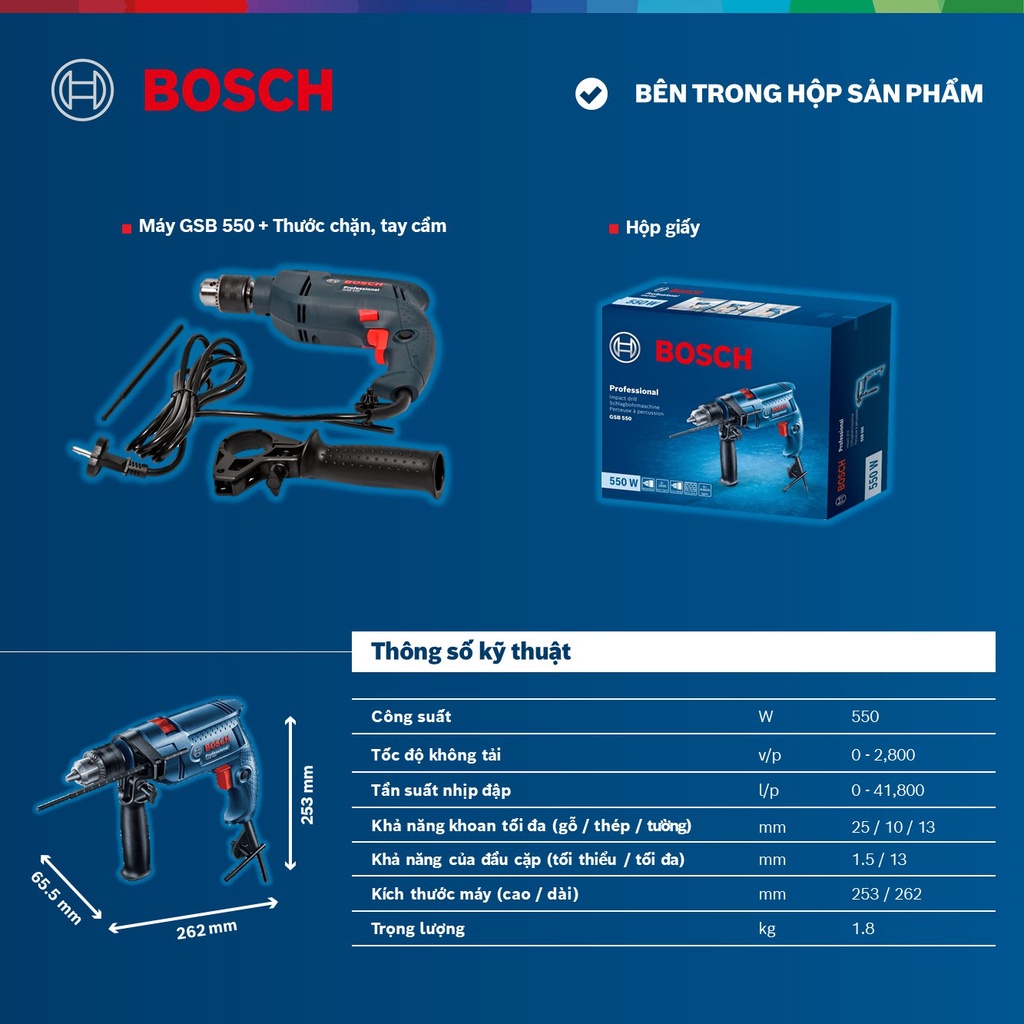 Máy khoan động lực Bosch GSB 550