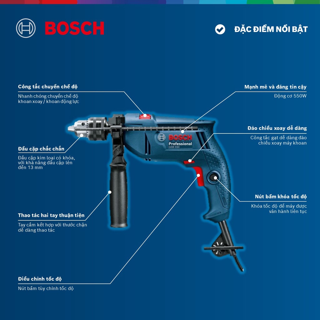 Máy khoan động lực Bosch GSB 550