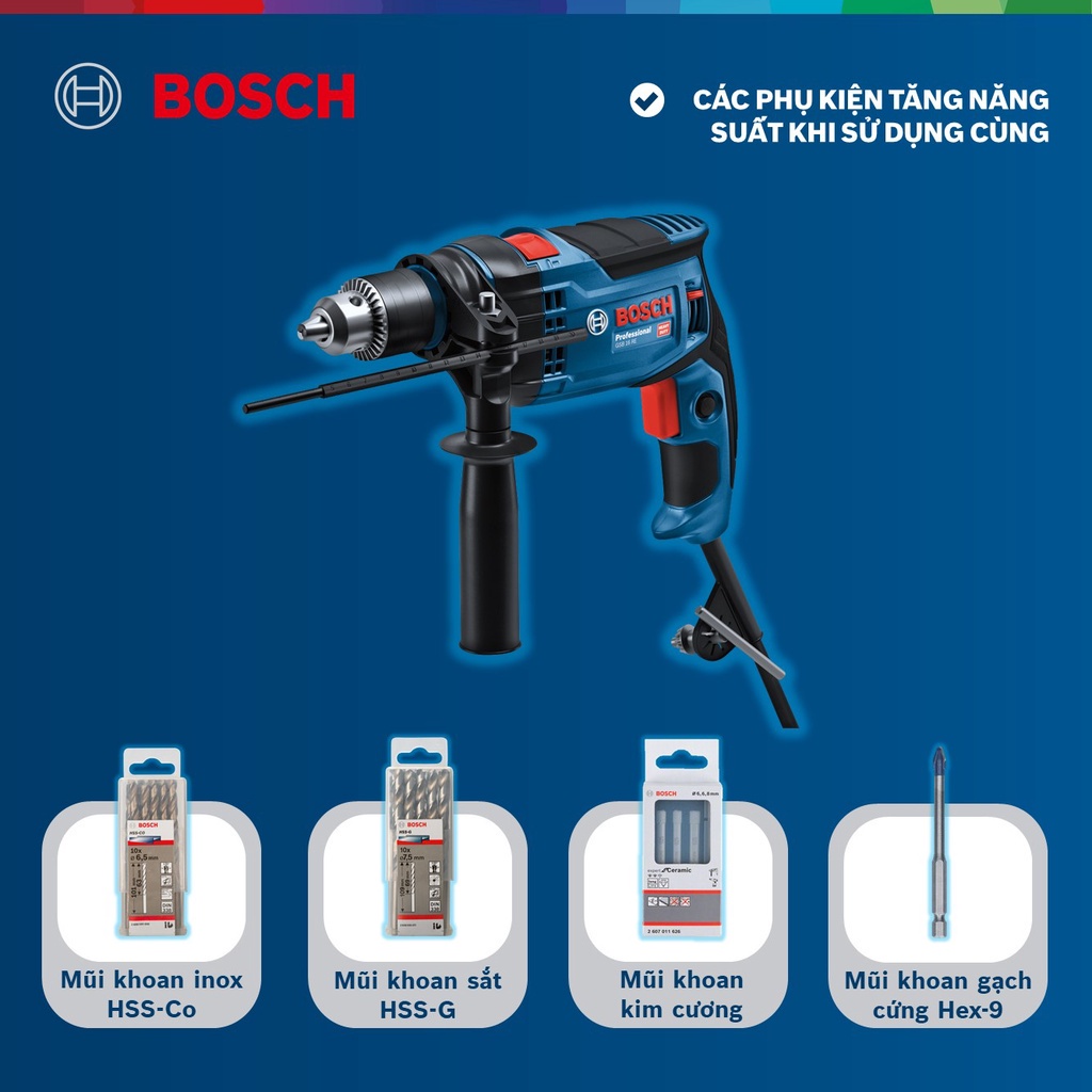 Máy khoan động lực Bosch GSB 16 RE (Hộp nhựa)