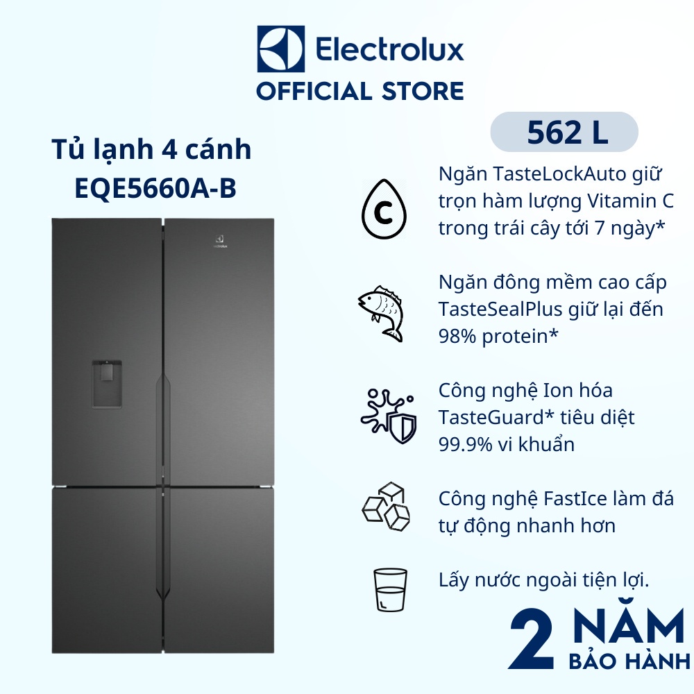 Tủ lạnh 4 cánh Electrolux 562L UltimateTaste 700 EQE5660A-B - Đen nhám