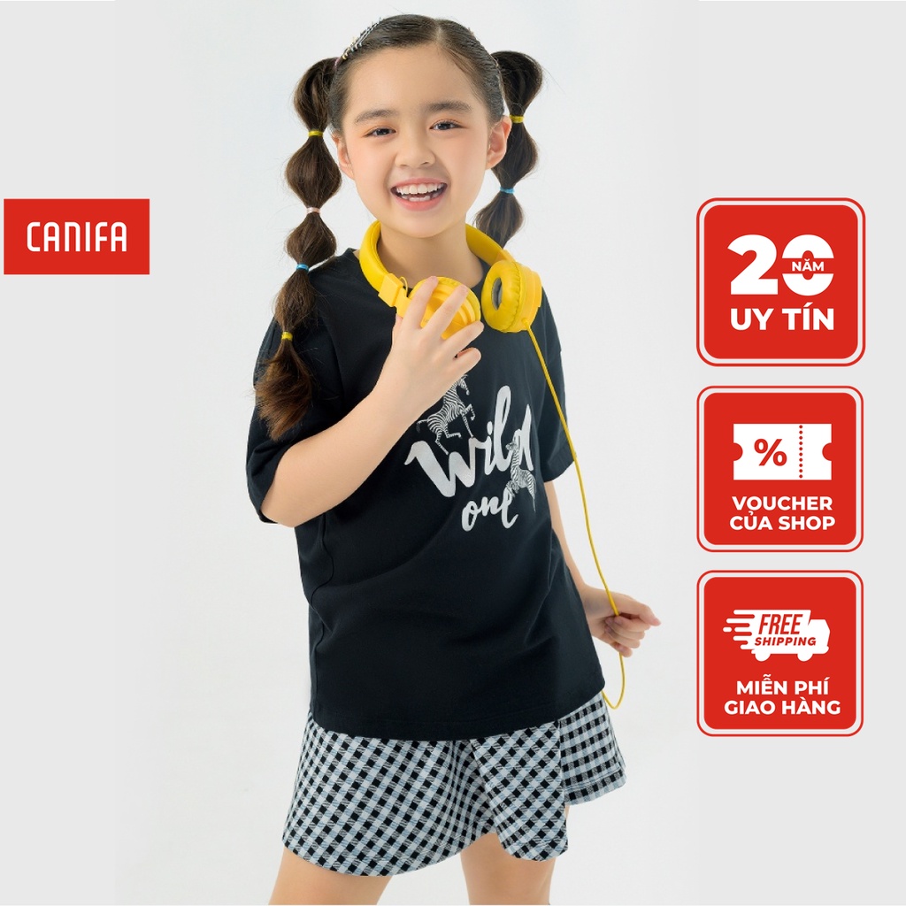 Áo phông bé gái CANIFA chất liệu 100% cotton in hình hoạt tiết dễ thương 1TS22S015