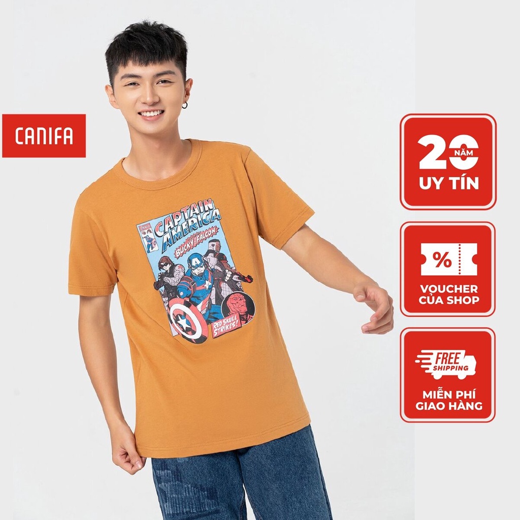 Áo phông nam CANIFA chất liệu 100% cotton, cổ tròn tra bo, tay cộc, phom regular 8TS22W022