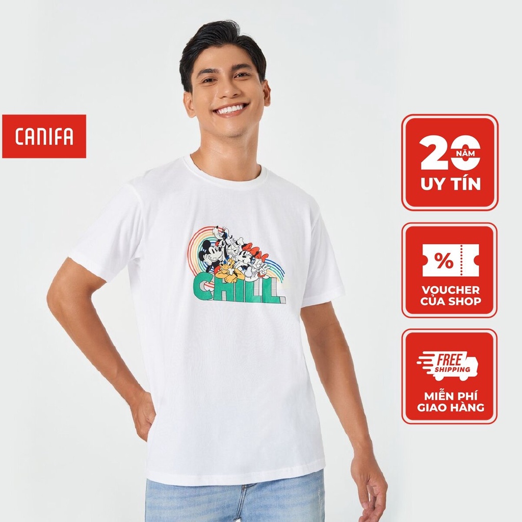 Áo phông nam CANIFA chất liệu cotton in hình mickey 8TS22S048