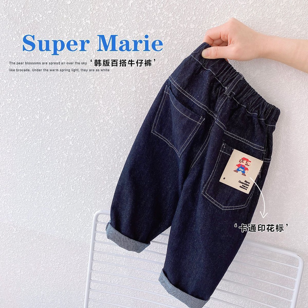 Quần Jean Dài Co Giãn In Hình Hoạt Hình Phong Cách Hàn Quốc Dễ Phối Đồ Thời Trang Mùa Thu Dành Cho Bé Trai