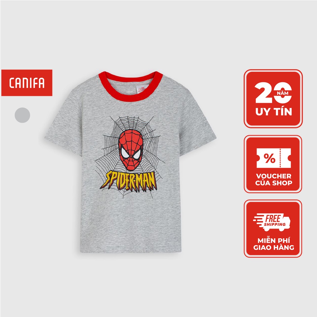 Áo phông bé trai CANIFA cotton usa 100% cổ tròn tay ngắn in hình Spider man dễ thương - 2TS22S033