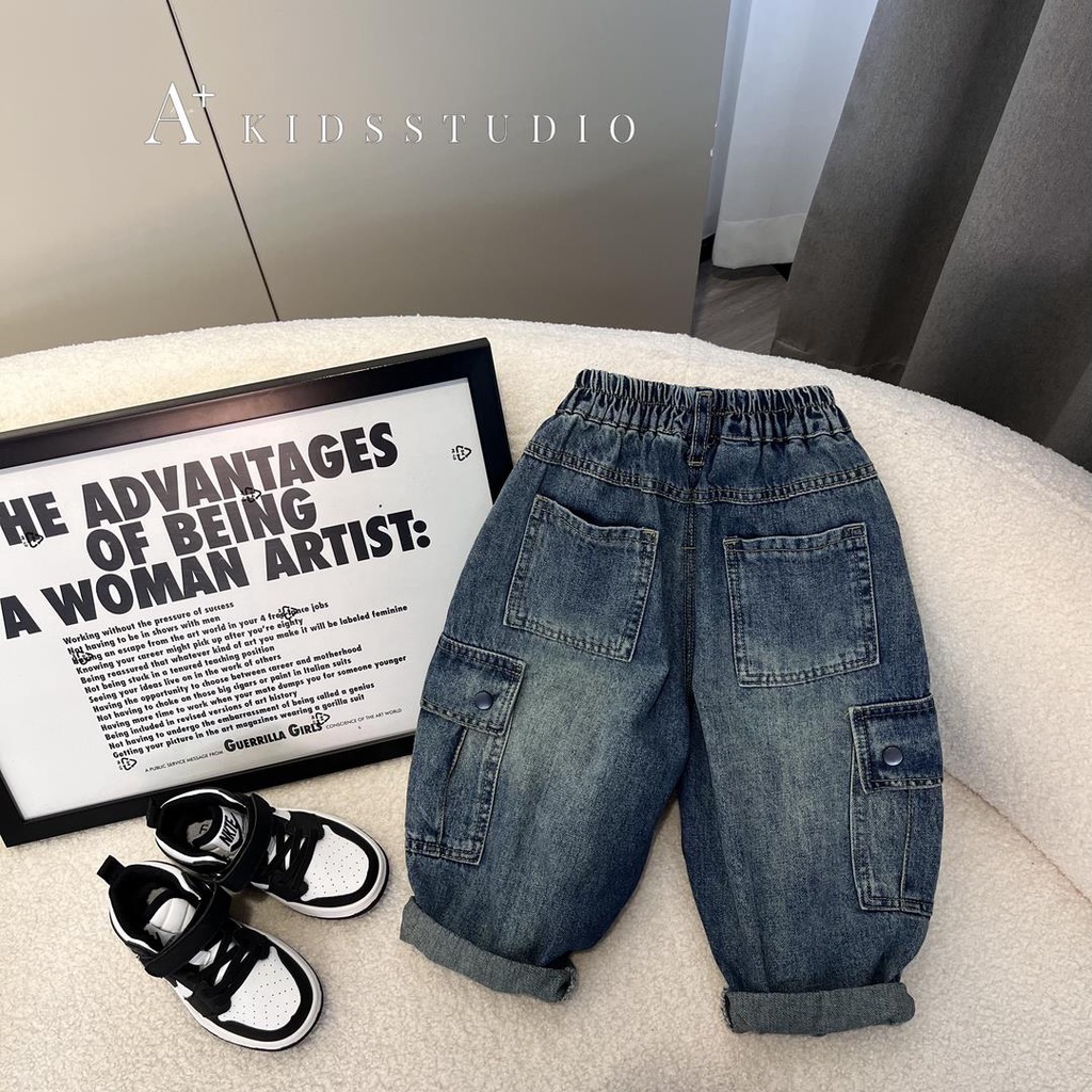 Mới Quần Jean Dài Phong Cách Phương Tây Thời Trang Xuân Thu Cho Bé Trai