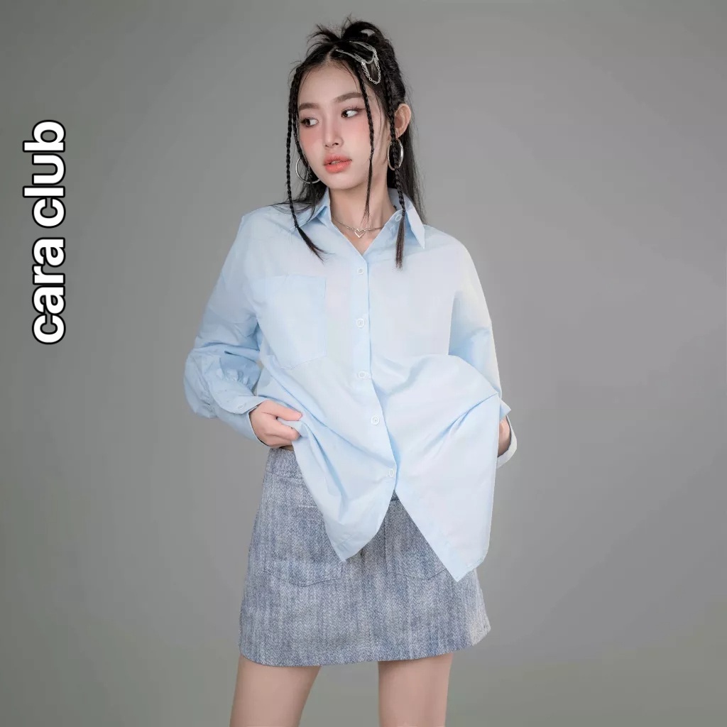 CARA Chân váy ngắn nữ Riss có dây kéo và hai túi ở mặt trước dễ thương