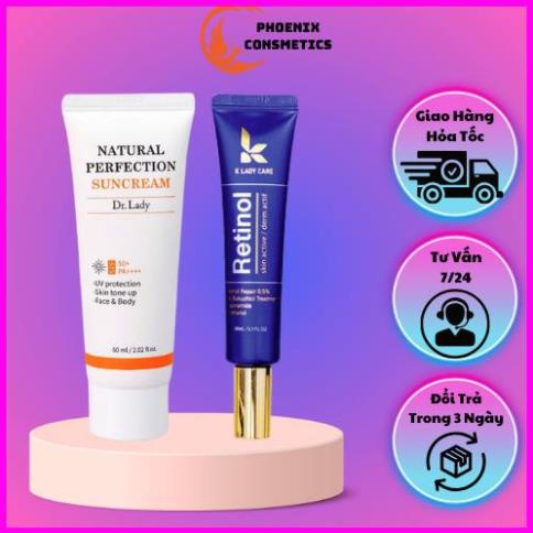 Combo Kem Chống Nắng Dr.lady + Retinol K lady - Ngăn Ngừa Nếp Nhăn,Chống Lão Hóa,Chống Nắng,Tia UV @