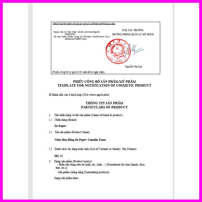 Nước Hoa Hồng Dr.Pepti Dưỡng Da Căng Bóng - Mịn Màng - Giảm Mụn 180ml @