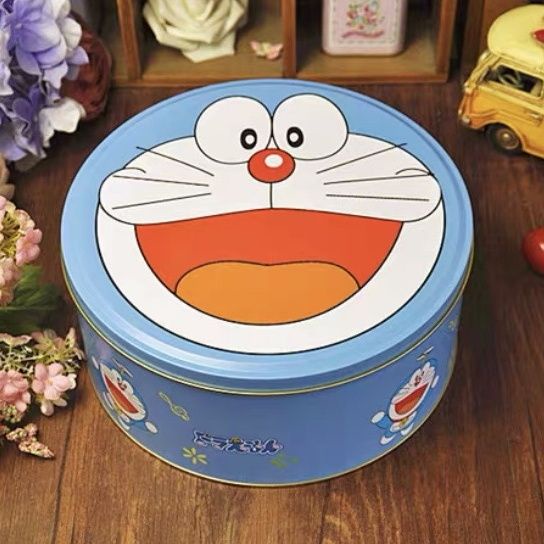 Hộp Sắt Tròn Đựng Bánh Kẹo In Hình Hoạt Hình Dễ Thương