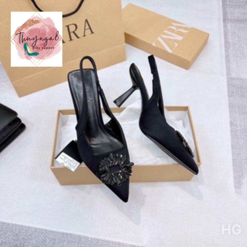 Dép cao gót. Dép sandal zara hoa đá gót 7p . FULLBOX  00 00