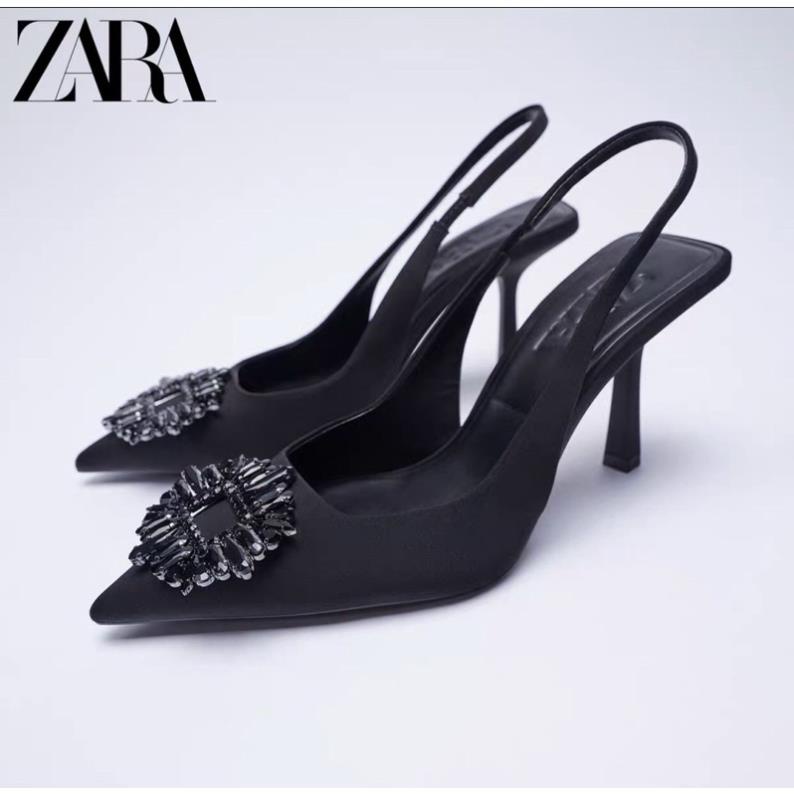 Dép cao gót. Dép sandal zara hoa đá gót 7p . FULLBOX  00 00