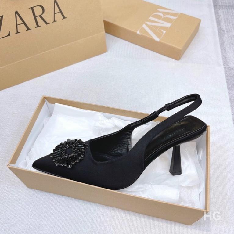 Dép cao gót. Dép sandal zara hoa đá gót 7p . FULLBOX  00 00