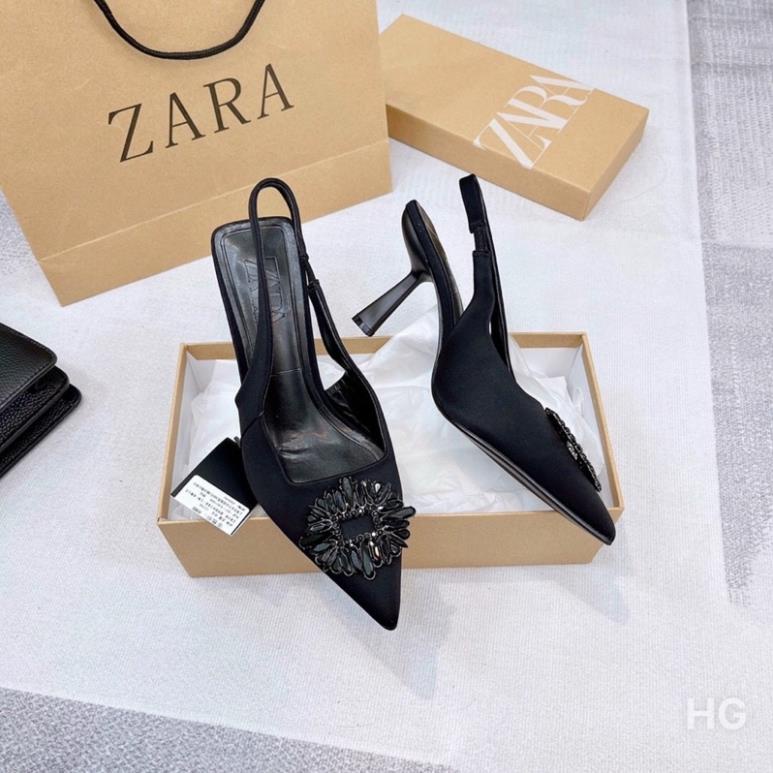Dép cao gót. Dép sandal zara hoa đá gót 7p . FULLBOX  00 00