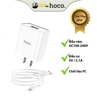 Bộ Sạc Chính Hãng Hoco C81 Kèm Cáp 1m i/Micro USB/Type C - Chất Liệu PC Chống Cháy, Hỗ Trợ sạc Nhanh 5V/2.1A