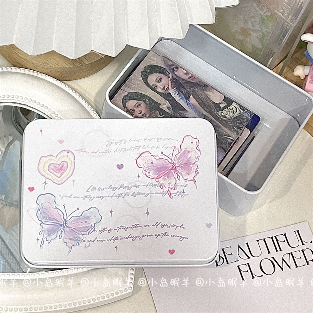 Hộp Quà Tặng ins Hộp Sắt Dán Thẻ Trang Trí Hình Bướm / Trái Tim Cỡ Nhỏ Sáng Tạo Dễ Thương