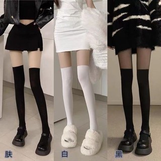 Vớ dài qua gối giả vớ ​​tất trắng đen phong cách nhật bản