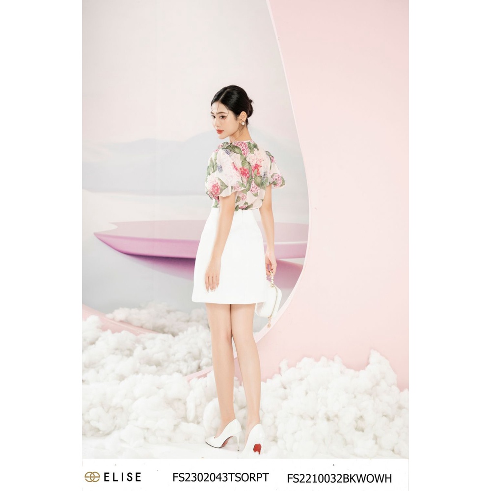 Chân váy tafta trắng cạp liền thiết kế Elise FS2210032BKWOWH