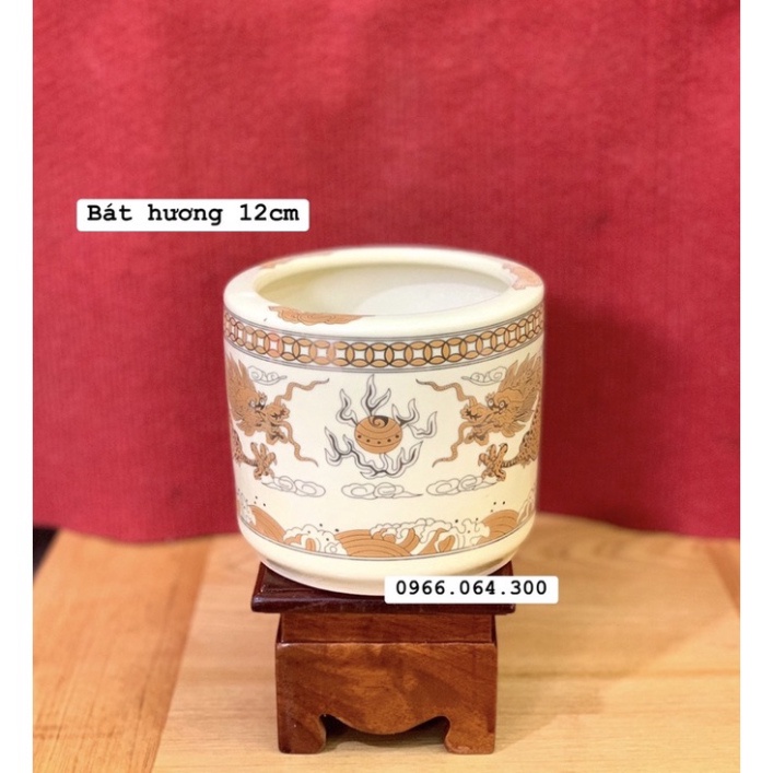 Bộ Đồ Thờ Ban Thần Tài Màu Vàng Ngà, Đồ Thờ Thần Tài, Gia Tiên gốm sứ màu vàng