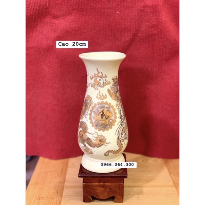 Bộ Đồ Thờ Ban Thần Tài Màu Vàng Ngà, Đồ Thờ Thần Tài, Gia Tiên gốm sứ màu vàng