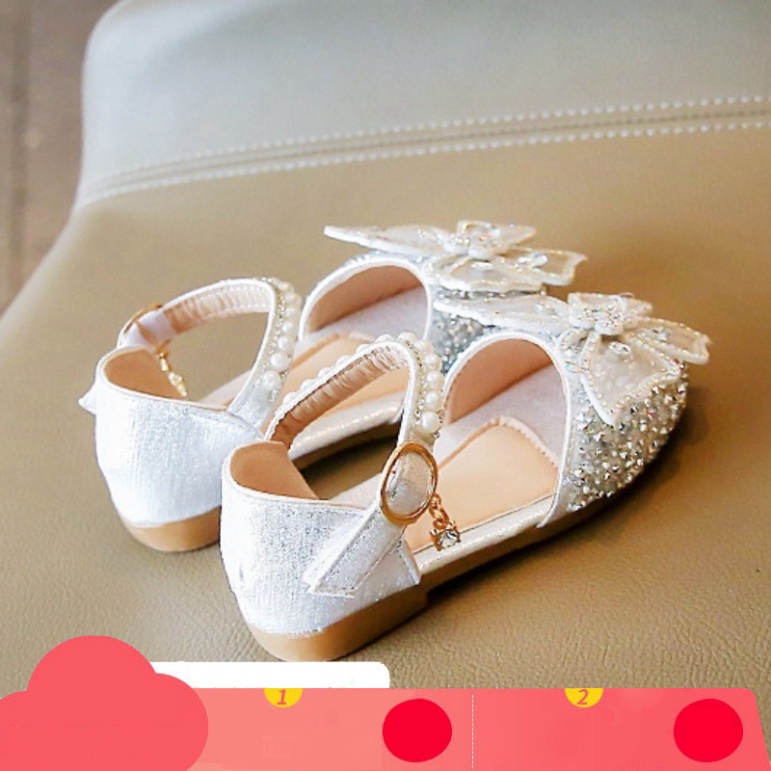 Sandal dép quai hậu bịt mũi trẻ em gắn nơ da mềm chống trượt cho bé gái từ 1 tuổi đến 9 tuổi (H20)Dâ